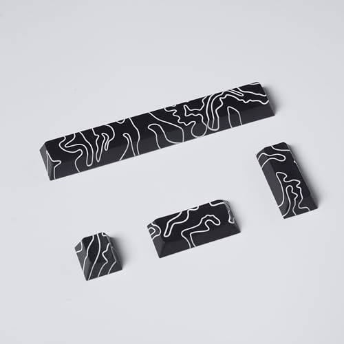 4pcs Keycaps - Black Topographic PBT