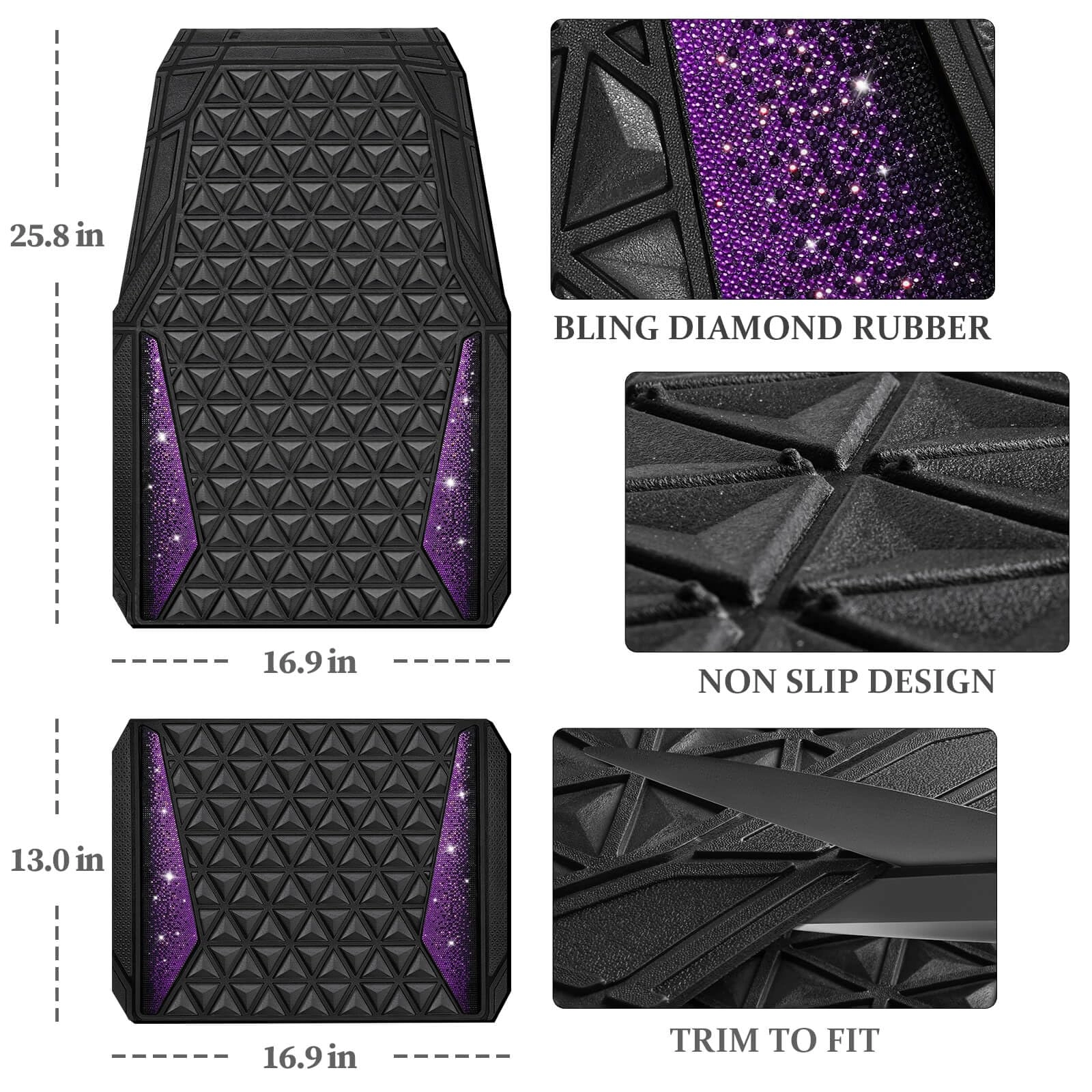 Bling Diamond Car Mats - 4.0 Count Universal Fit
