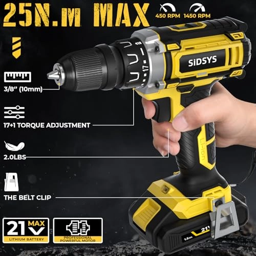 Cordless Electric Drill - 1500 Milliamp Hours
