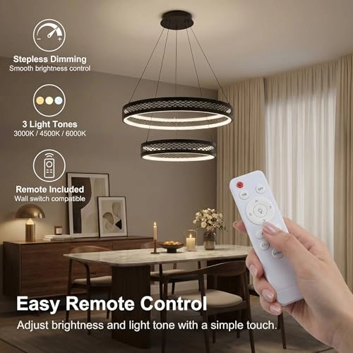 Double Circle LED Chandelier - 3000K–6000K Dimmable