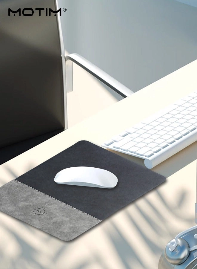 Wireless Charging PU Leather Gaming Mouse Pad - 30x22 cm