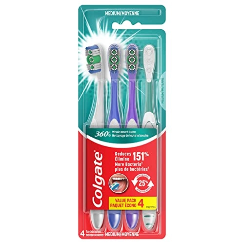 360 Adult Toothbrush - Medium 4-Piece Pack