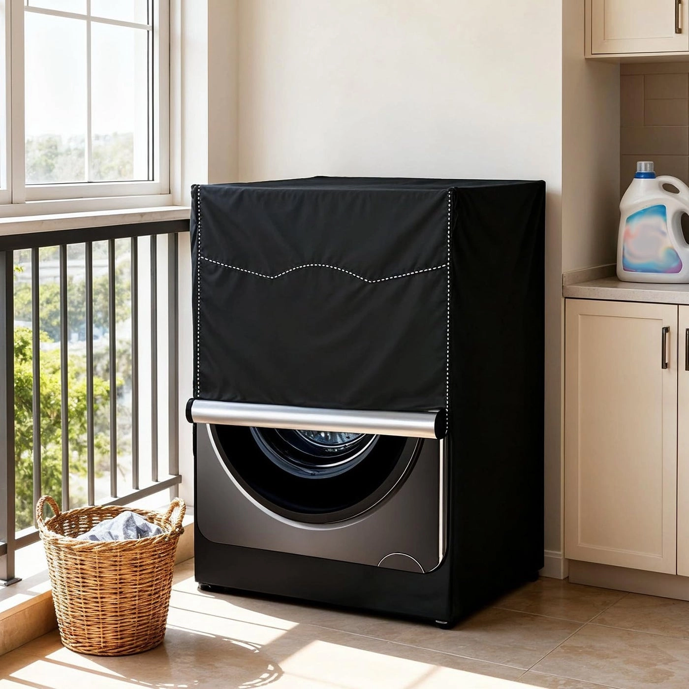 Washer Cover - Fit for Most 7.5-12 kg Front-loading Machine Black + Dryer Cover - Black