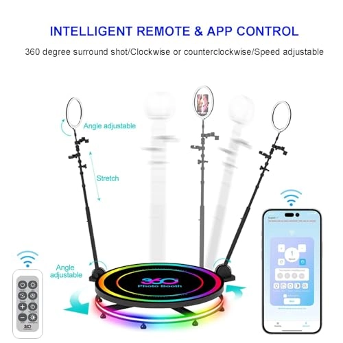 360 Photo Booth - 80cm 8 Speed Control 3 Colour Lighting