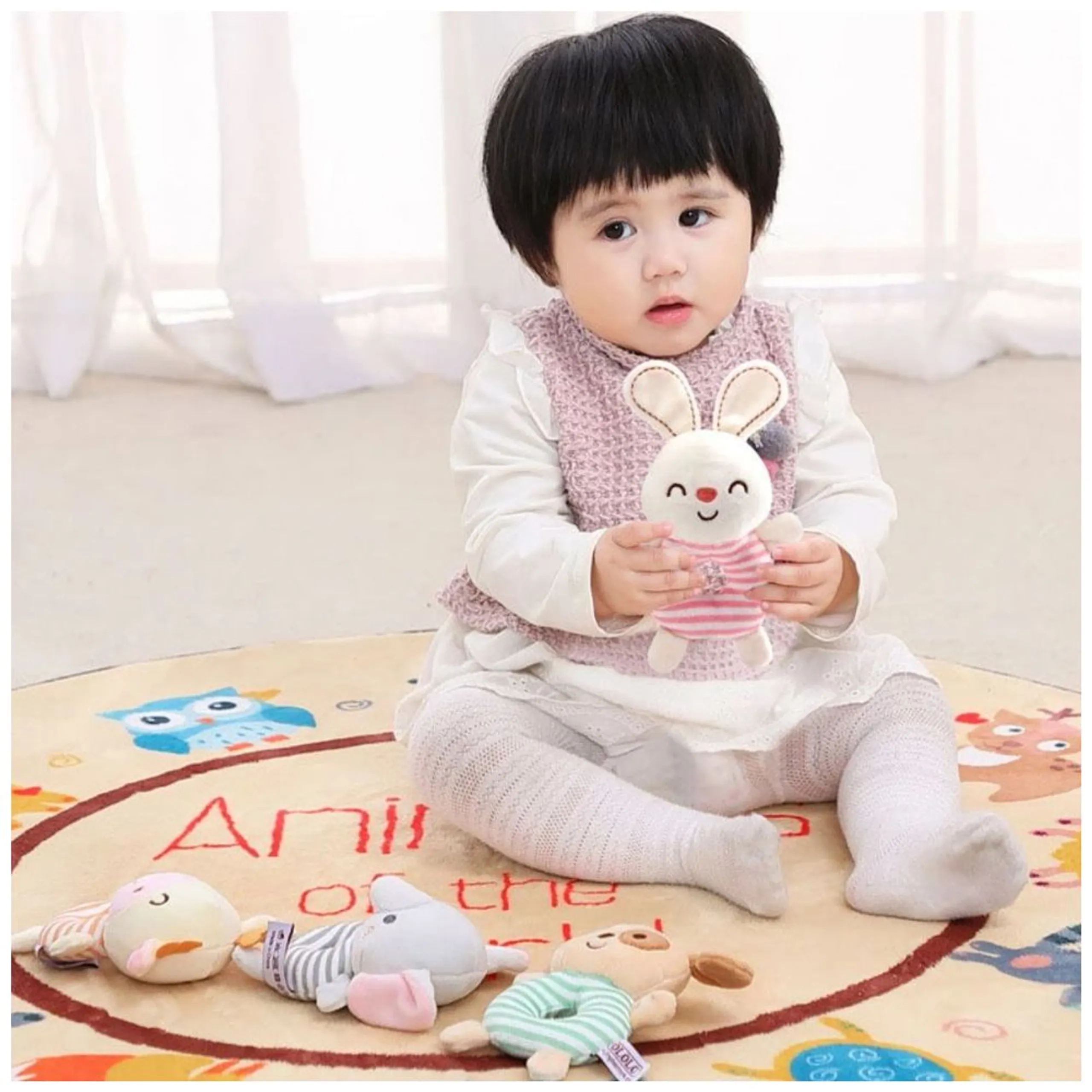 Baby Crib Soft Stuffed Rattle Pacifying Toy - Suitable for 3 months and above soft plush Elephant