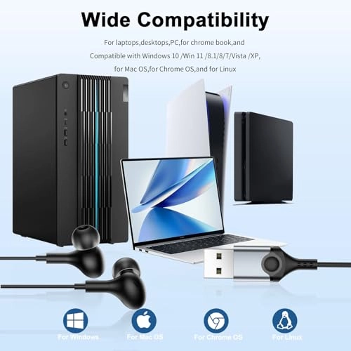 USB Headphones Wired Earbud