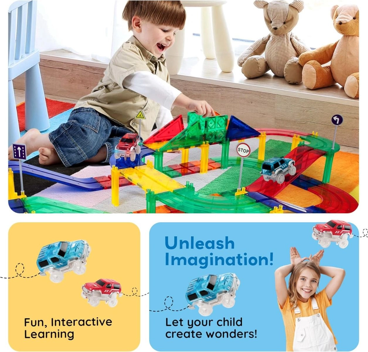 Magnetic Tiles Race Track - 80 pcs