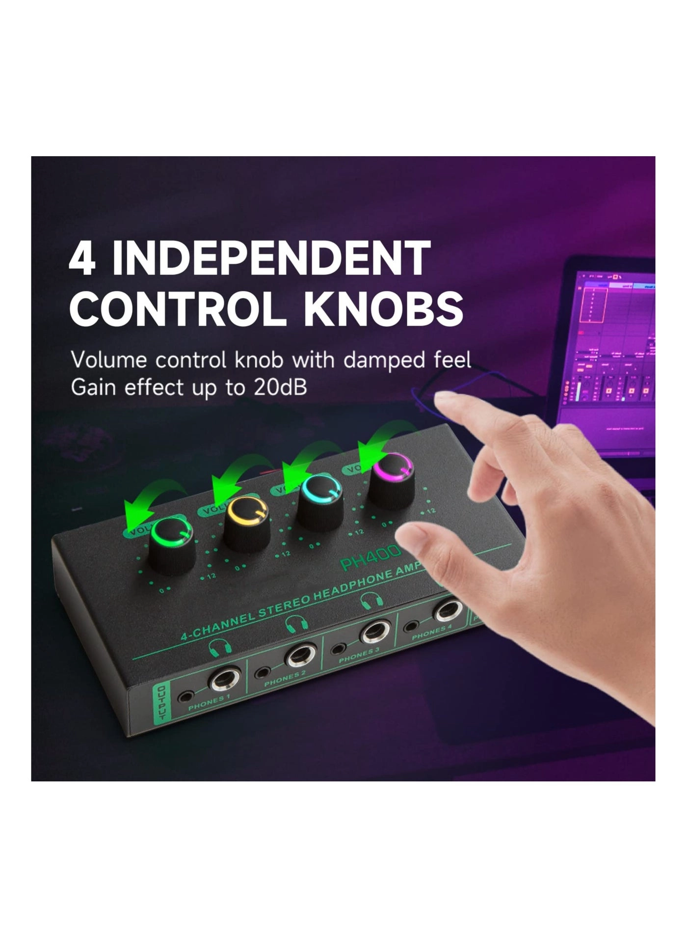 Headphone Amplifier - 4 Channel 1/4In 3.5mm TRS