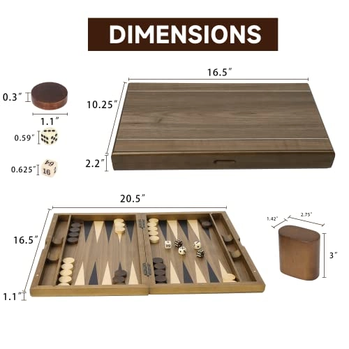 Wooden Folding Inlay Backgammon - Premium Double Stripe