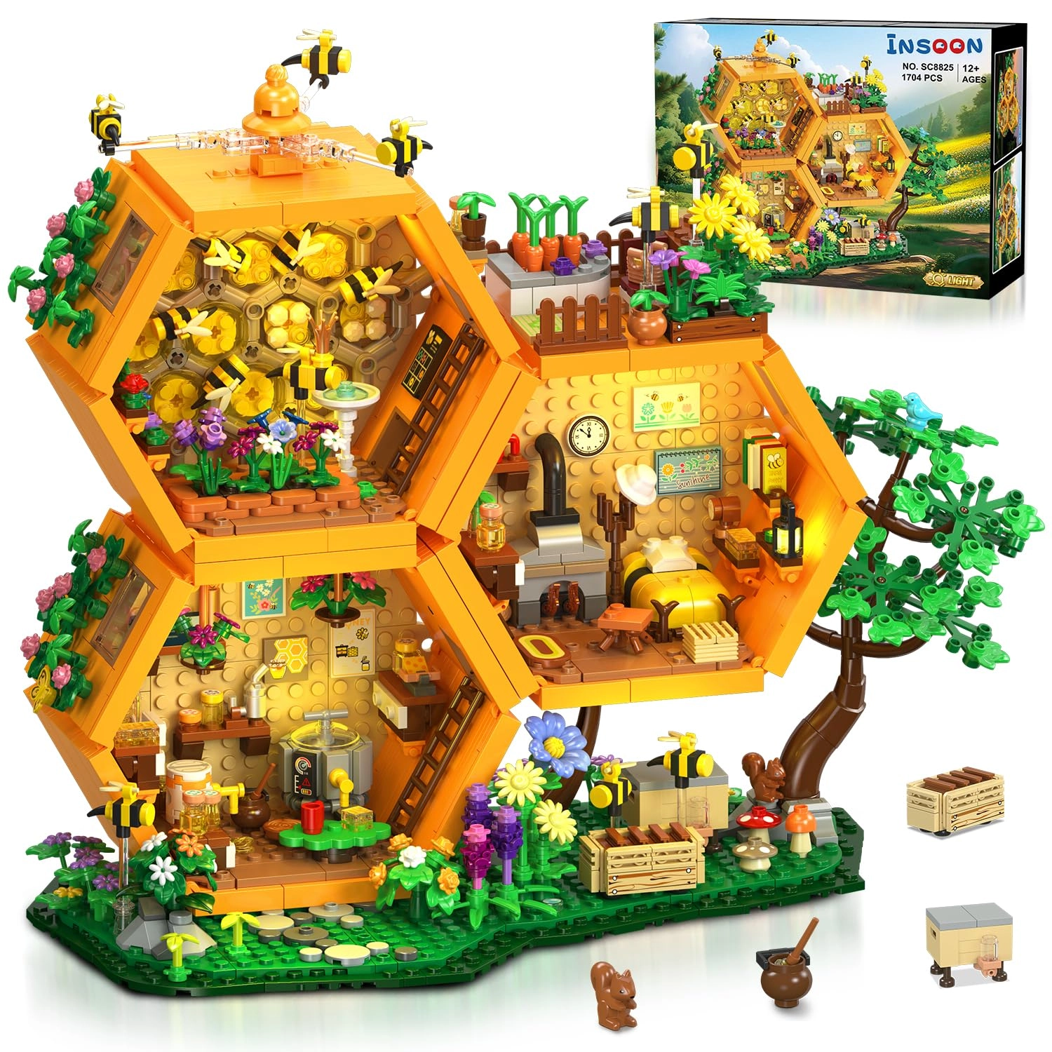 INSOON Bee House Building Kit - 1425 Pieces LED Light