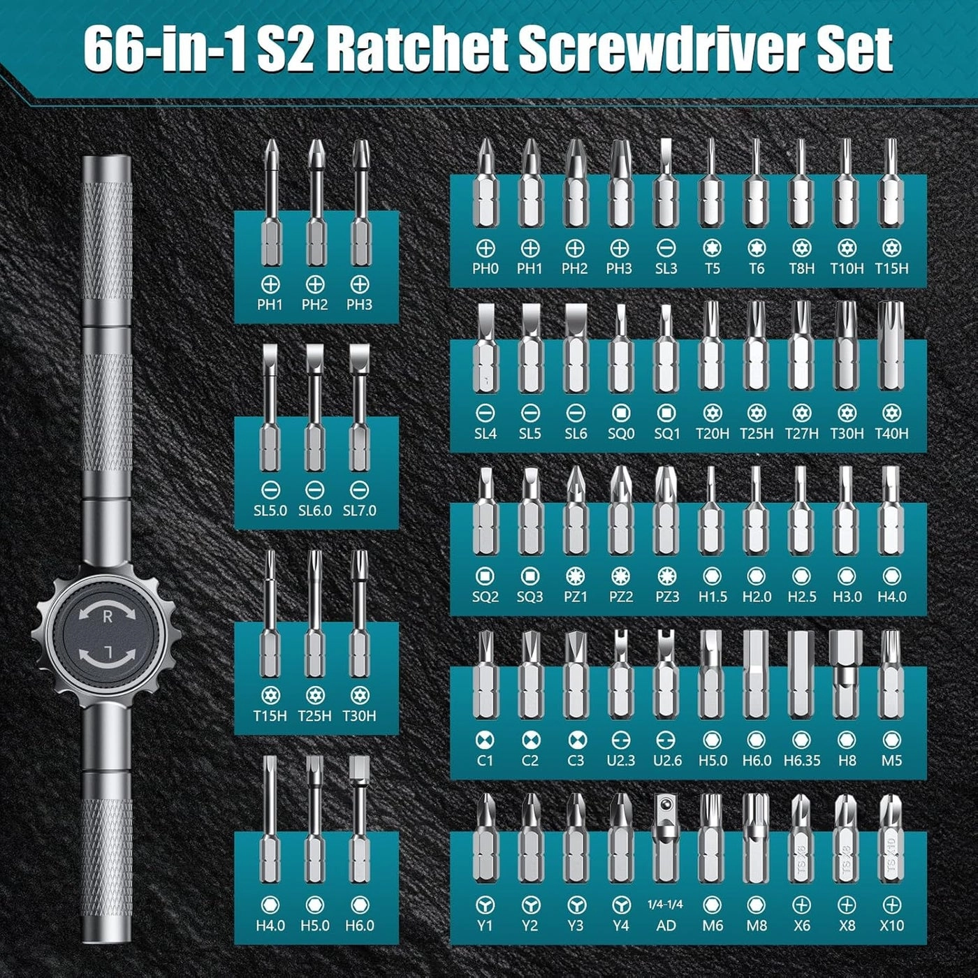 Ratchet Screwdriver Set - 66-in-1