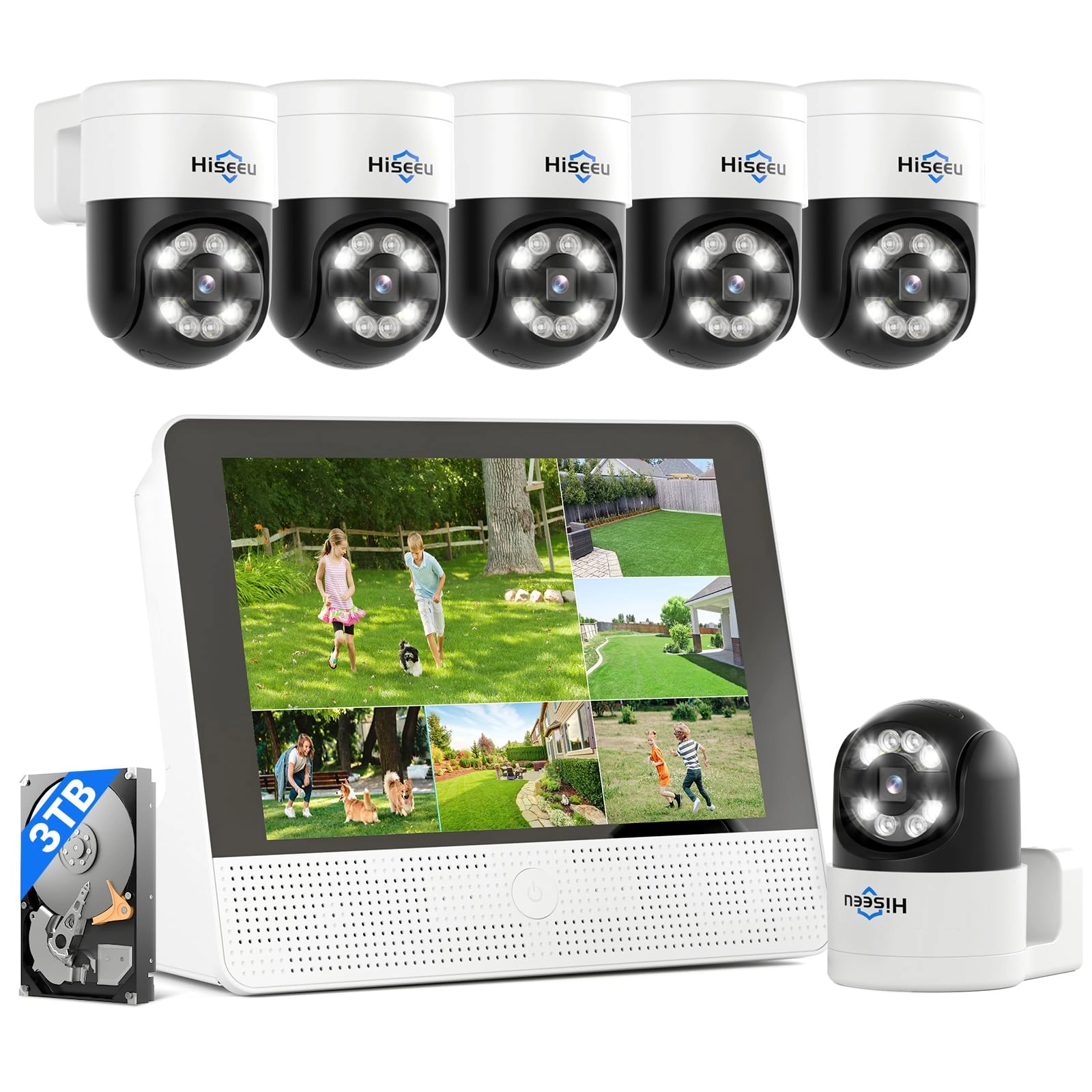 Hiseeu PoE PTZ Camera System - 6 PoE Cameras 16 channels 3K 5MP