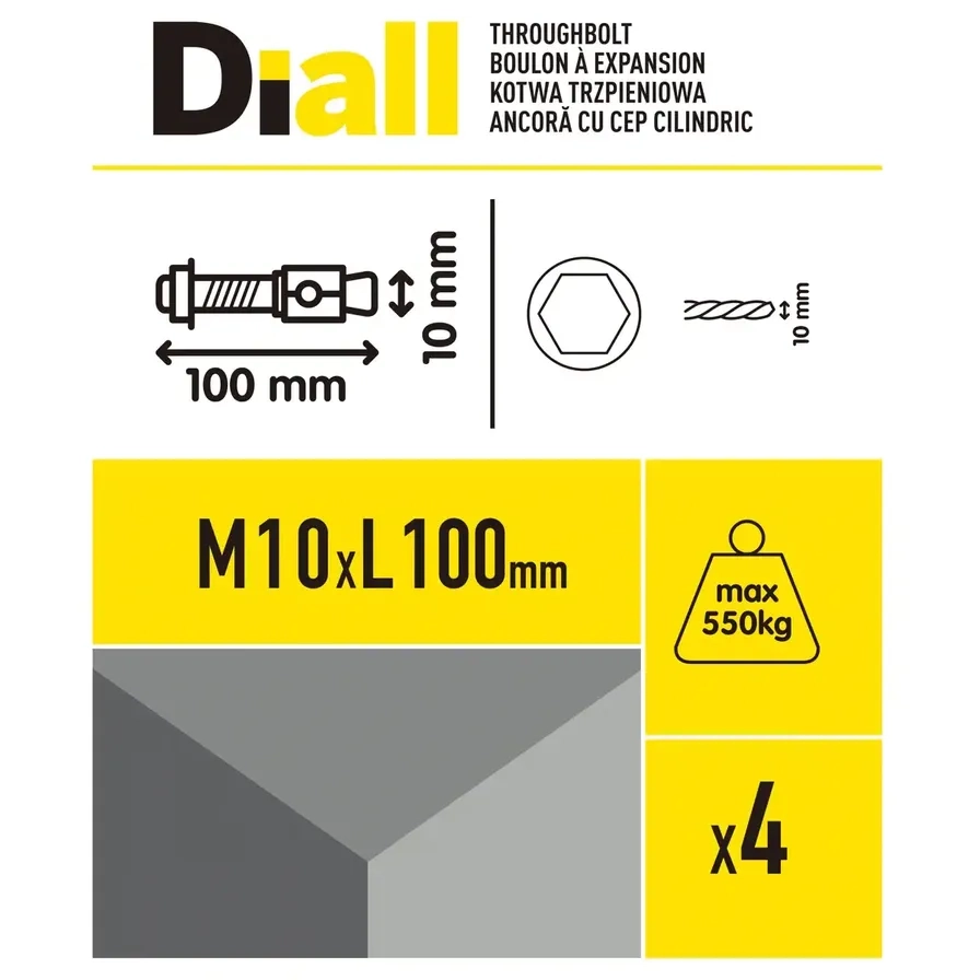 Steel Through Bolt Pack 10mm 100mm