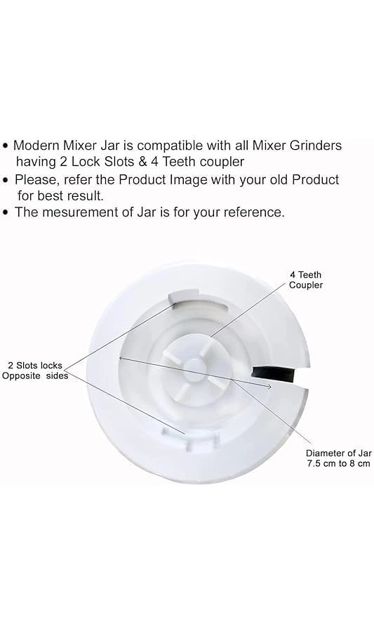 chutney jar - polycarbonate body 4 teeth coupler