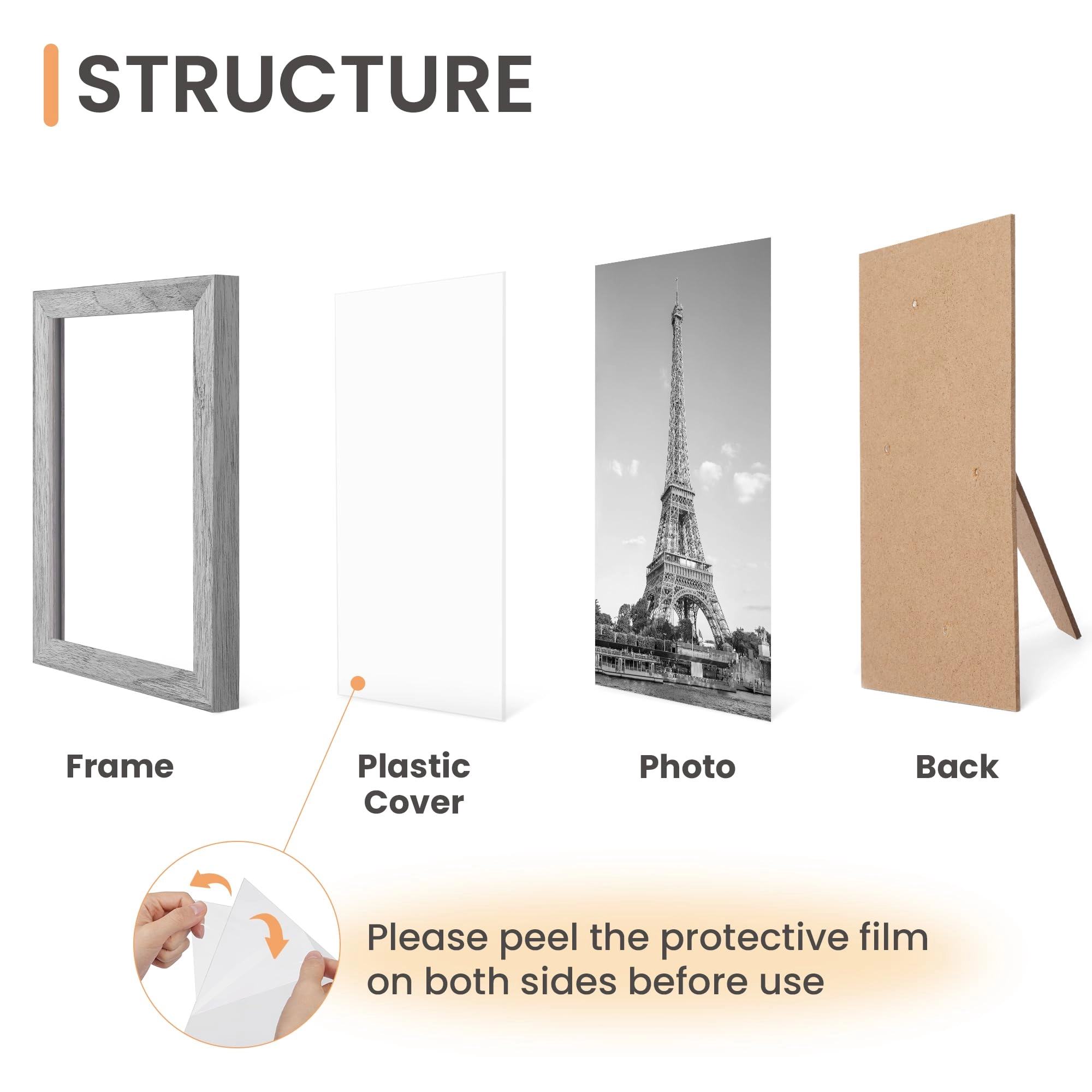 10 Pack Picture Frames - 8x10, 5x7, 4x6