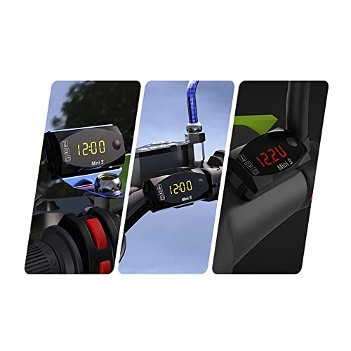 3 in 1 Digital Time Clock + Thermometer + Voltage Voltmeter - DC 6V-30V IP67 Waterproof