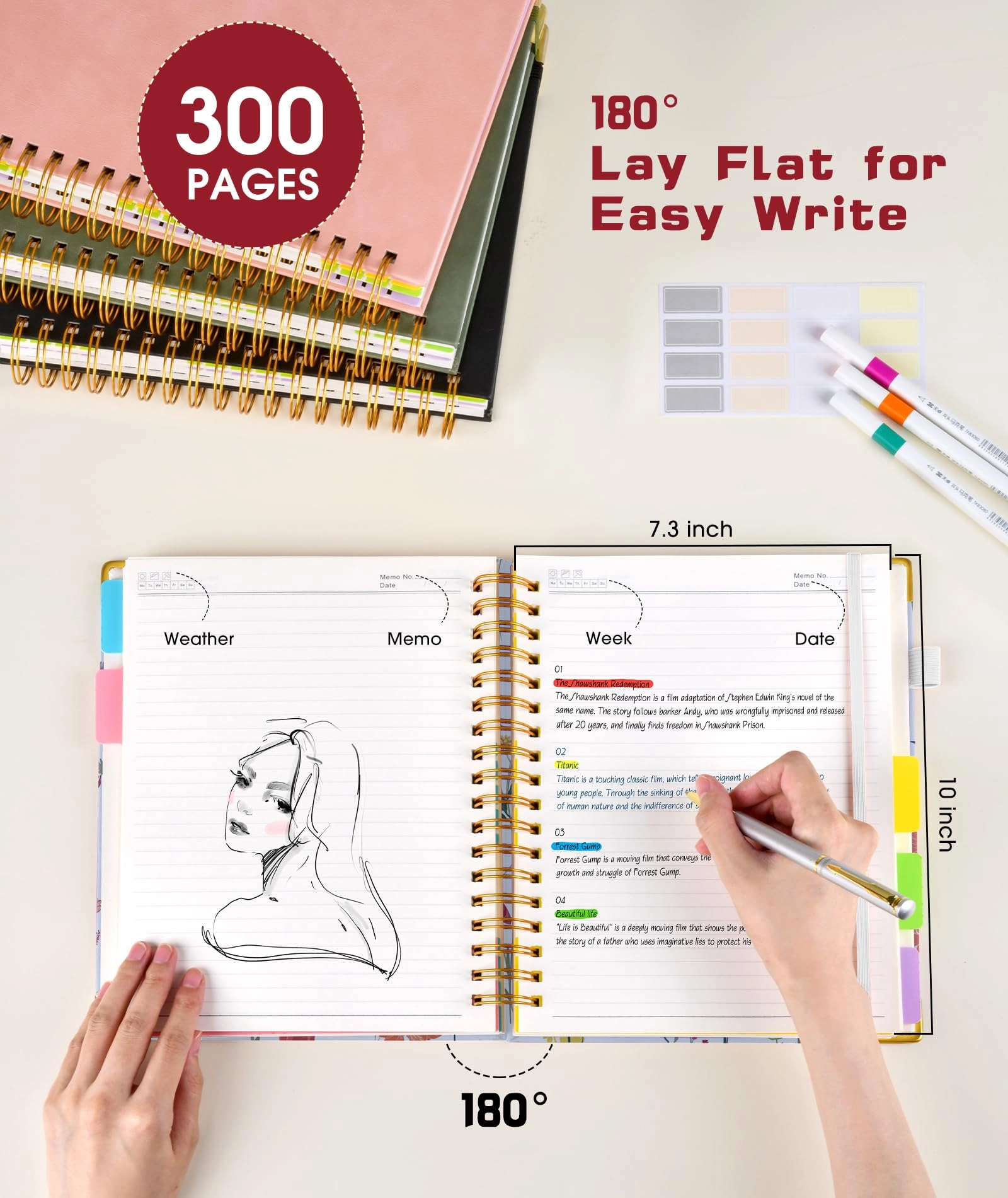 Spiral Notebook Large Hardcover - Lined 150 Sheets