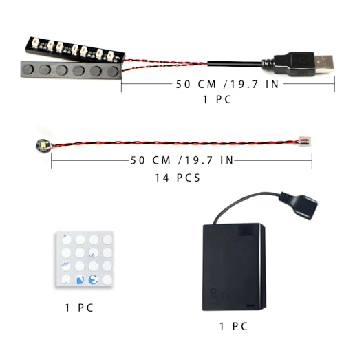 14 Mini LED 1 x 1 Building Block Lighting Set - Red light USB