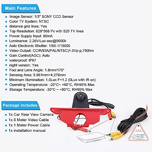 Brake Light Reversing Camera - Night Vision 1280 x 720 pixels