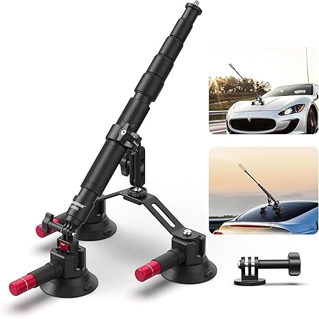 Najm Trading Triple Suction Cup Car Mount Kit - 2in1 Extension Pole Quick Release