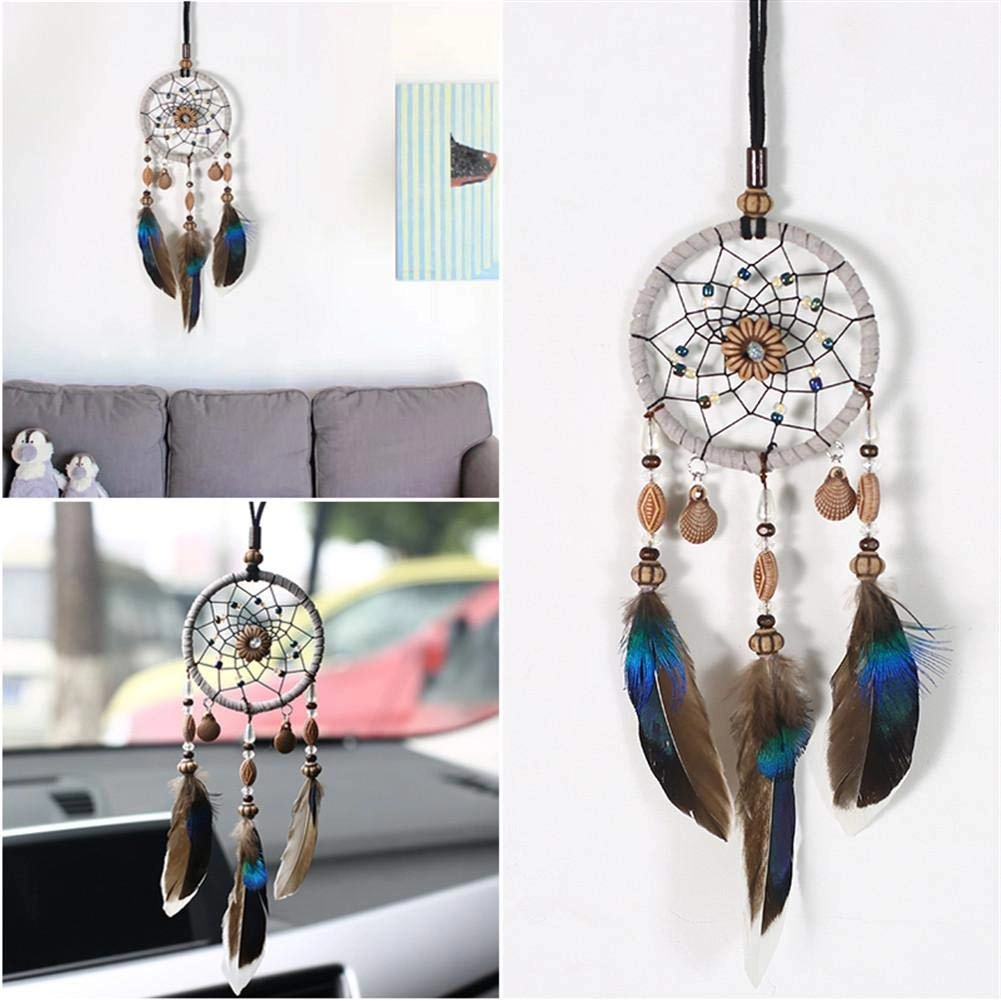 Dreamcatcher - Siderosphere, feathers, lines, wood beads.
