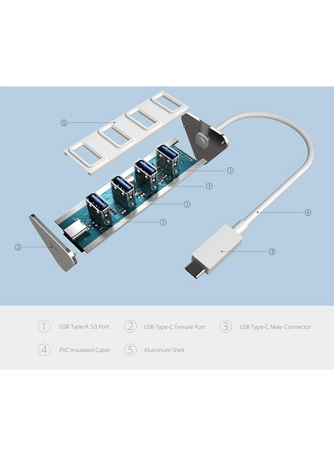 USB Hub - 4-Port Rose Gold/White