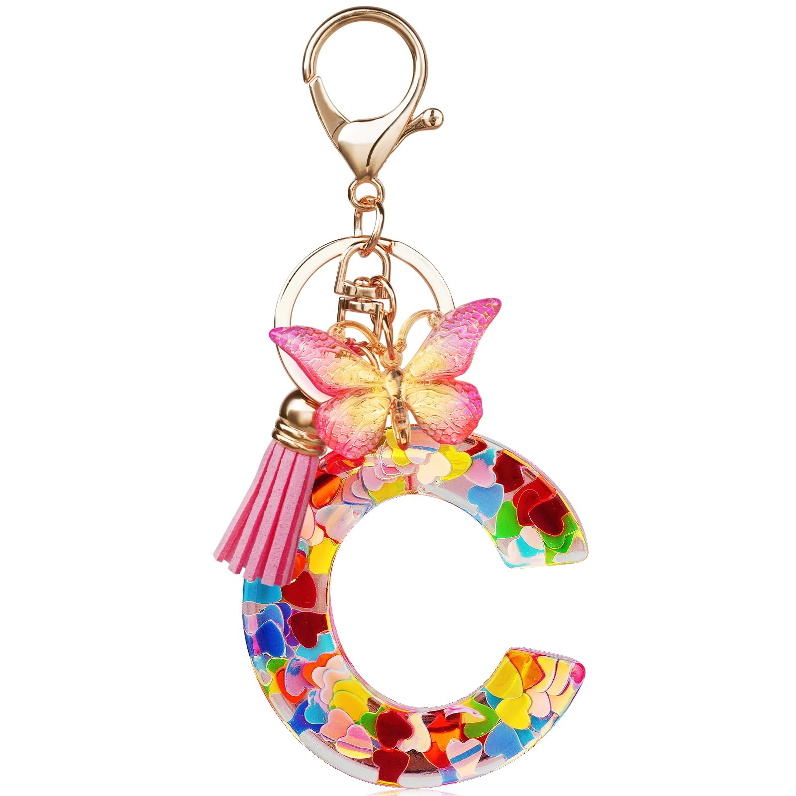 Initial Letter Keychain - Butterfly