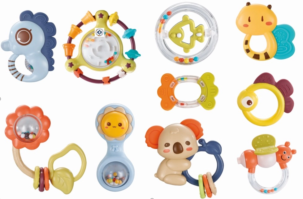 Baby Rattle Toys - Suitable for 0 month & above BPA free silicone 10pcs