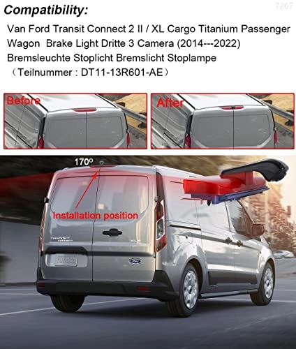 Rear View Camera - Night Vision 628 x 586 pixels + 7 inch monitor - 7 Inches