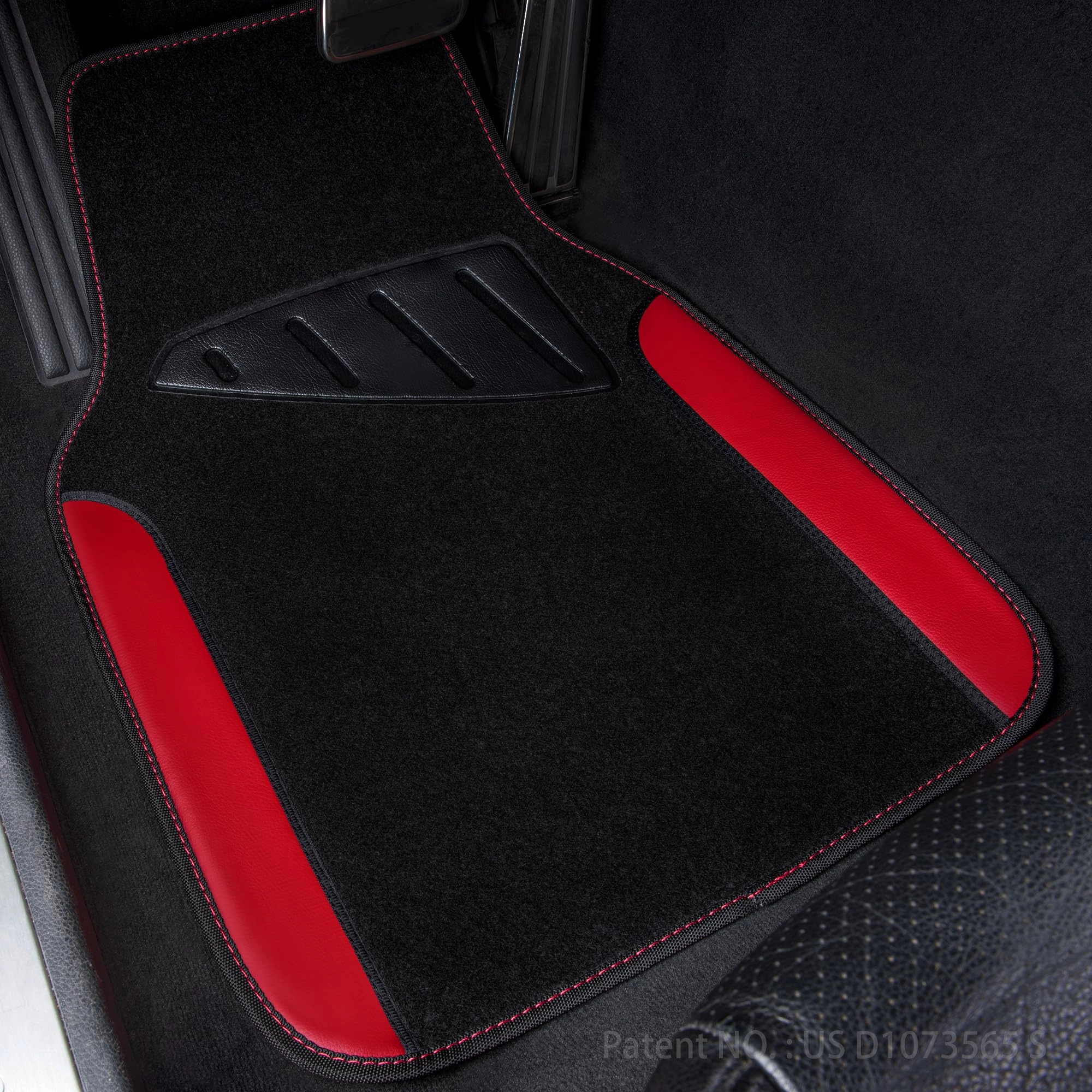 Universal Fit Car Floor Mats - Set of 4pcs Black and Burgundy