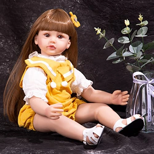 Reborn Baby Doll - 24 Inch Vinyl Cotton Body Pink Yarn Skirt Ages 3+