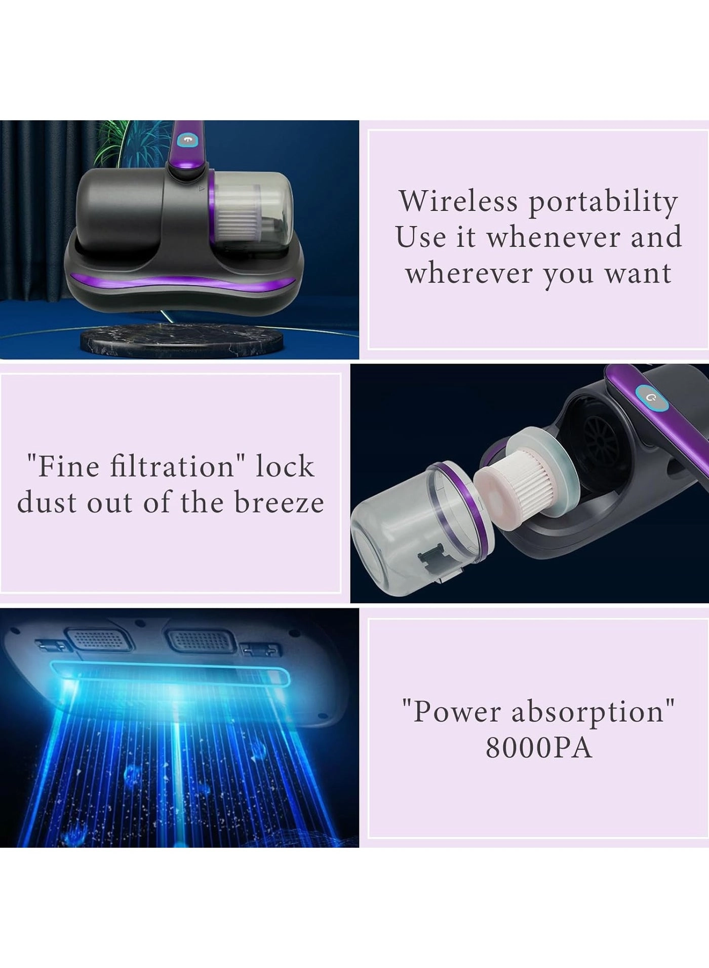 UV Bed Cleaner - Cordless Handheld 8000Pa