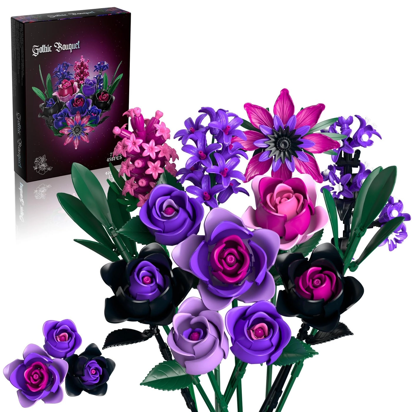 Teefrye Bouquet Building Set - Purple Rose 458 pcs