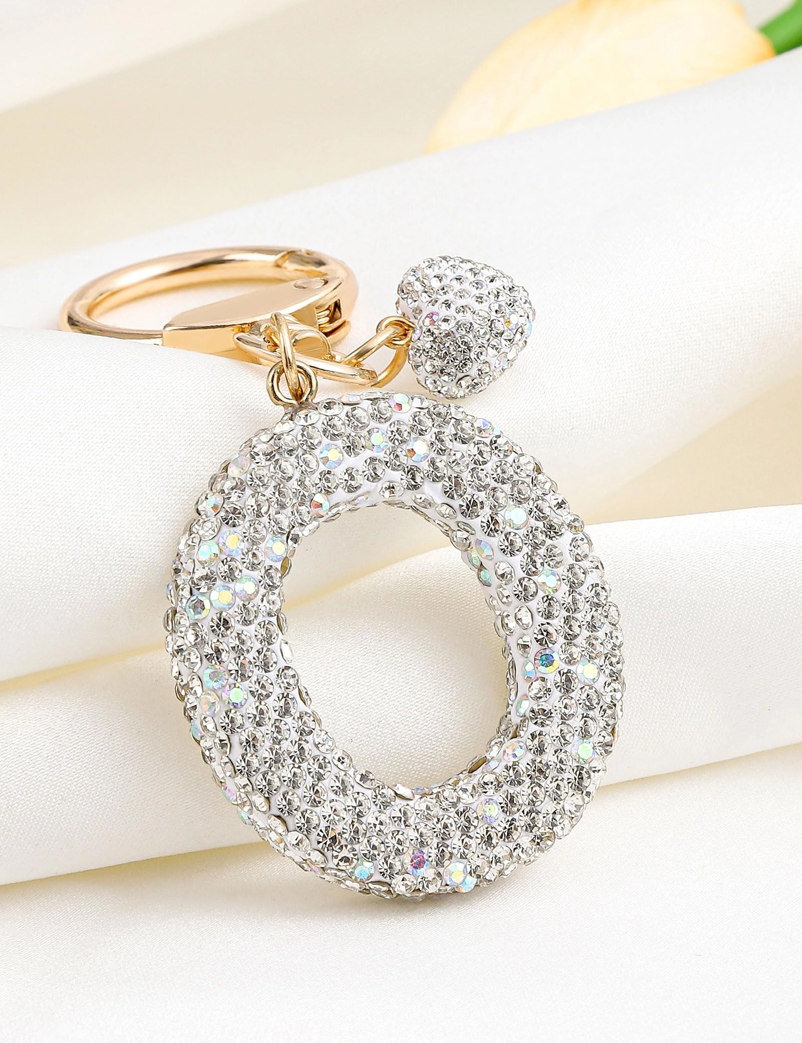 Initial Keychain - L Purple Rhinestone