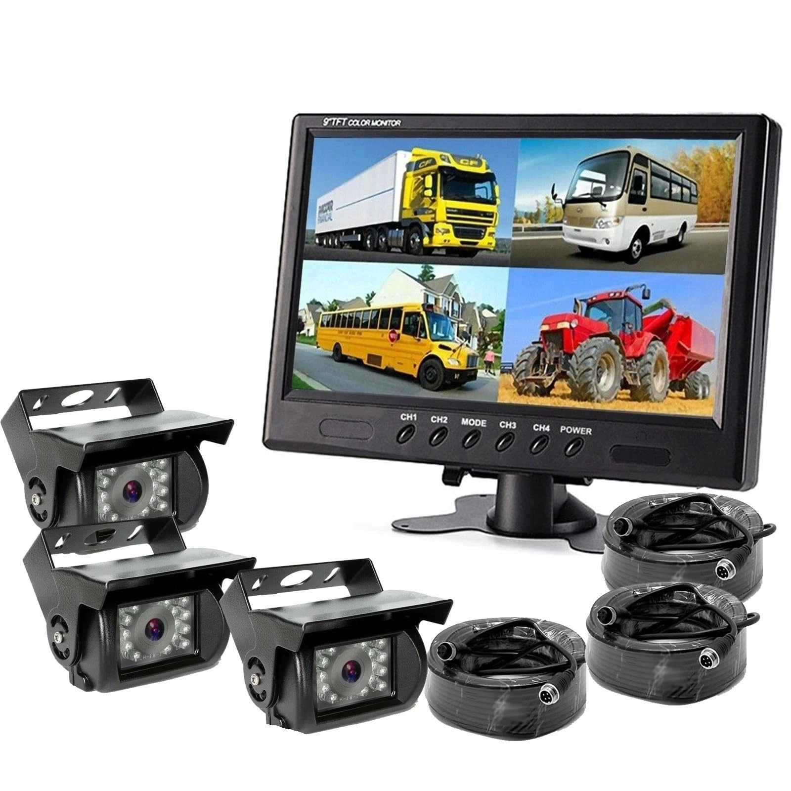Quad Monitor Split Screen - Night vision 4PIN 1024*600