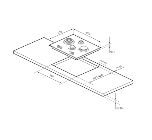 MGHG6503BL Gas hob