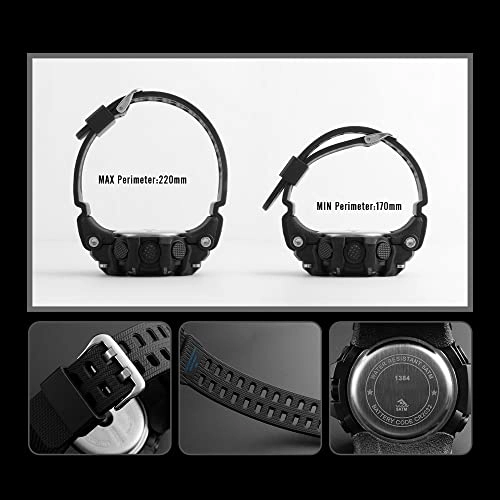 Multifunctional Waterproof Watches Outdoor Sports Digital Military LED Double Time 54mm Plastic