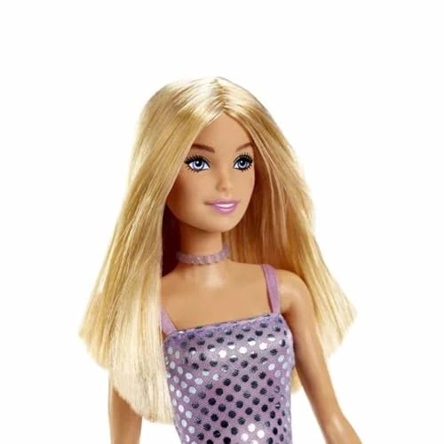 Barbie Fashion Doll - Blonde Hair Purple Polka Dot Dress Ages 3+