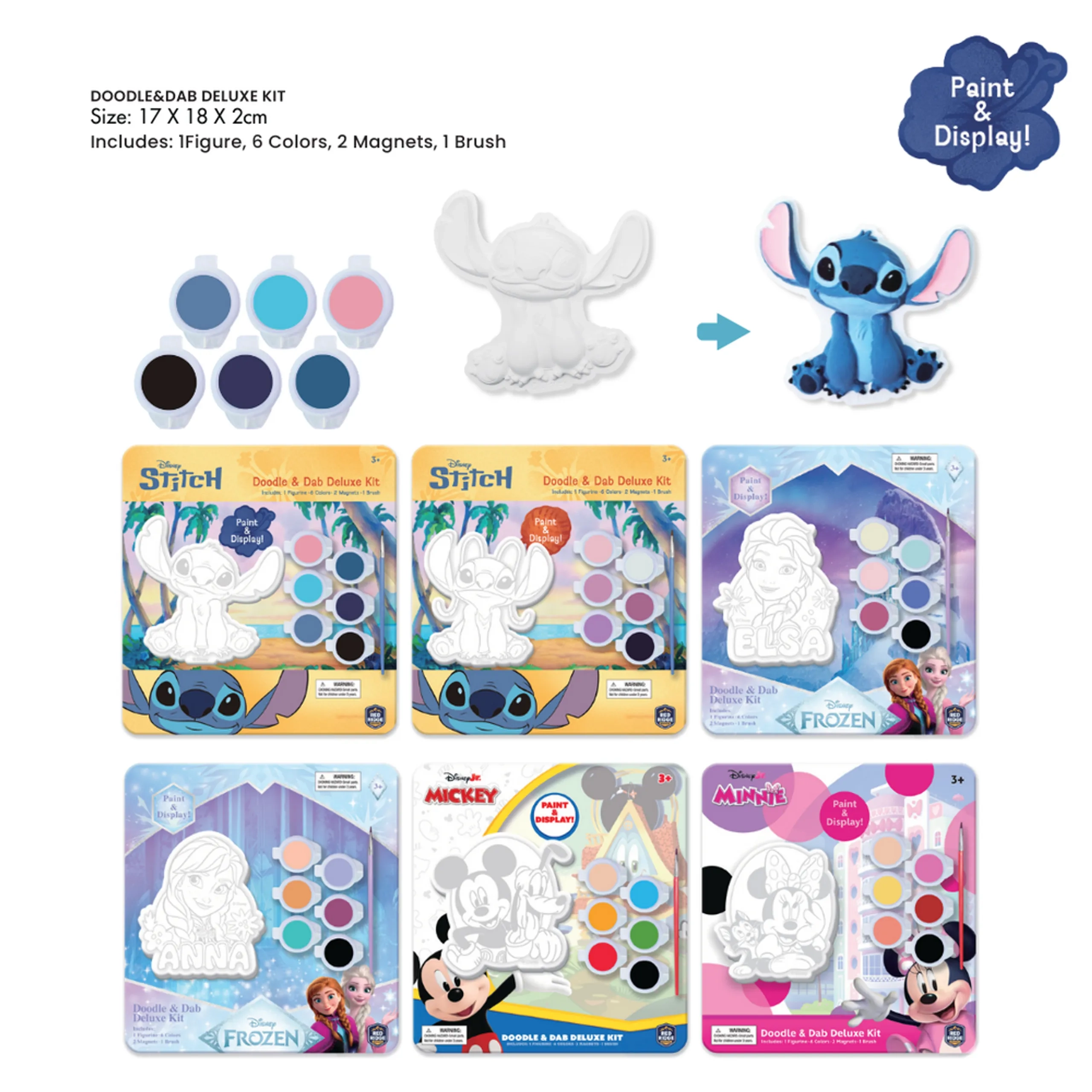 Lilo And Stitch Paint Your Own Stitch Figurine Kit - 1 Figure 6 Colors 2 Magnets 1 Brush