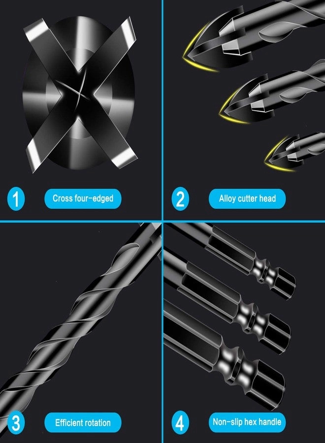 Carbide Masonry Concrete Drill Bit Set - Carbide 11-pc 3/16" 1/4" 5/16" 3/8" 1/2"