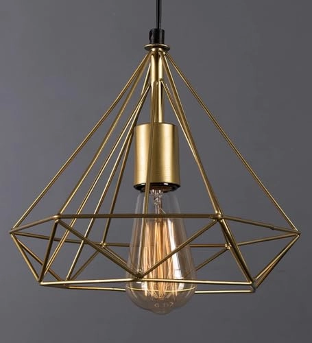 Designer Single Pendent Hanging Chandelier - Golden Without Bulb