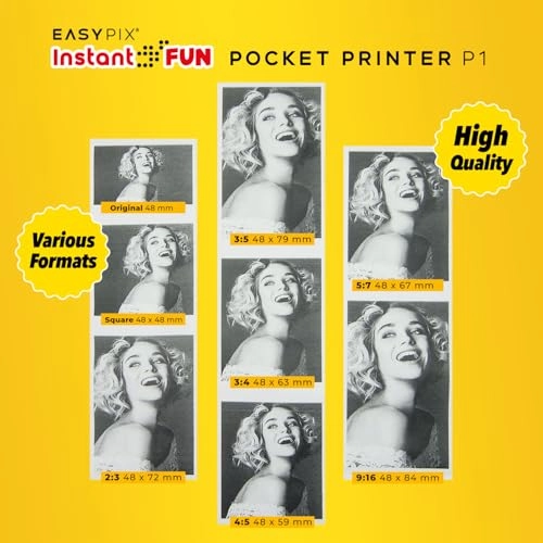 InstantFUN Pocket Printer P1 - Black and White Thermal Printing Portable