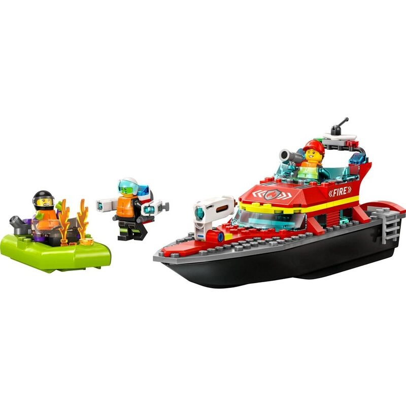 City Fire Rescue Boat (60373) - Floats on Water 3 Minifigures