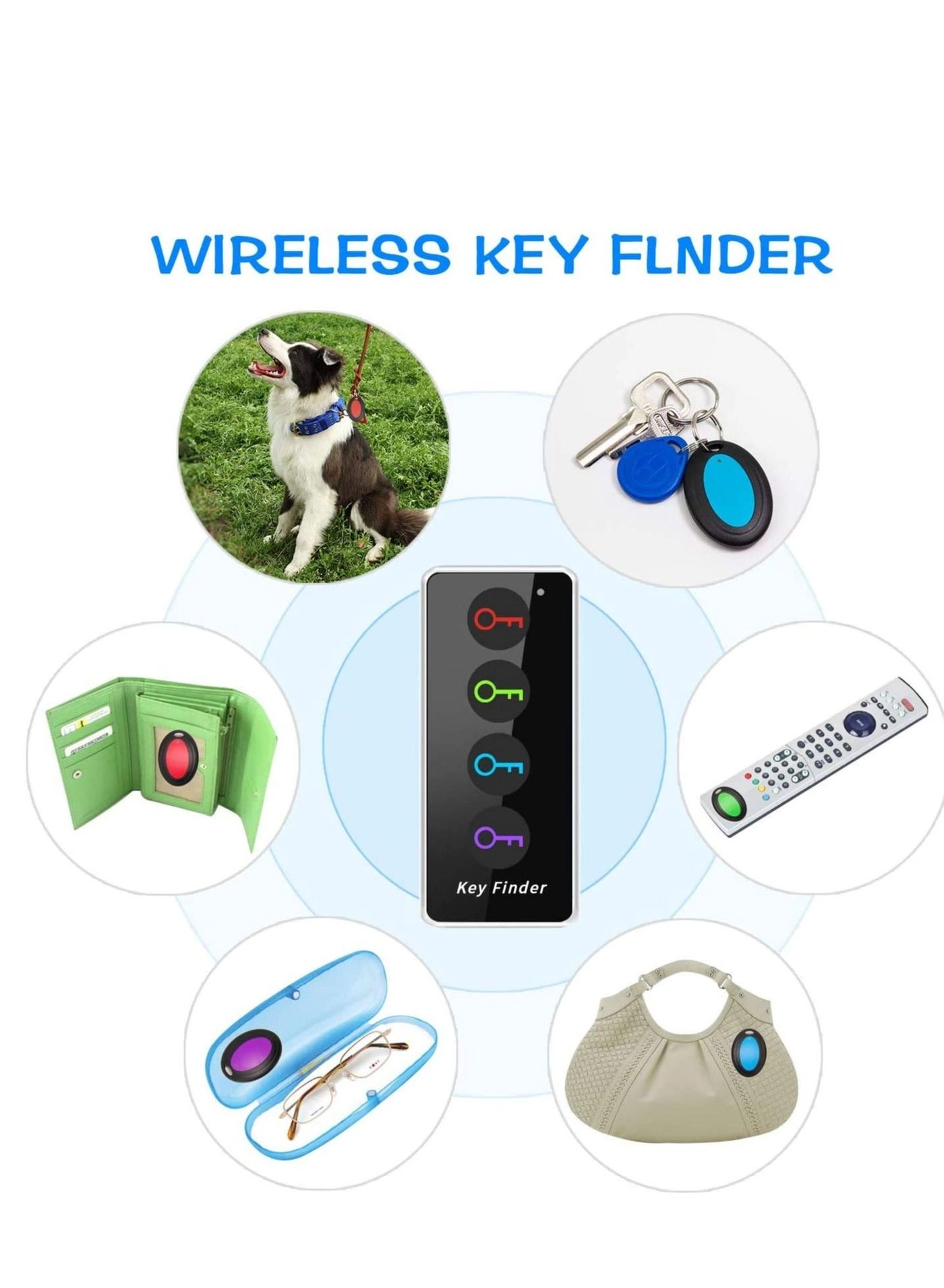Key Finder - 1 RF Transmitter & 4 Receivers