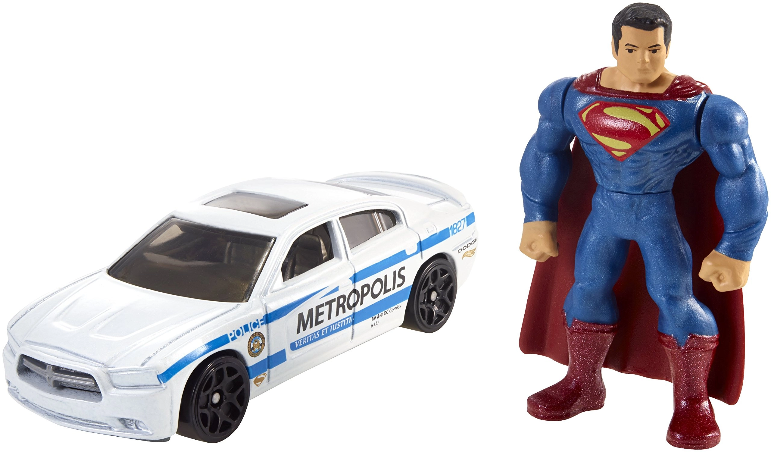 Hot Wheels Superman Mini Figure - 2" + Dodge Charger - 1:64