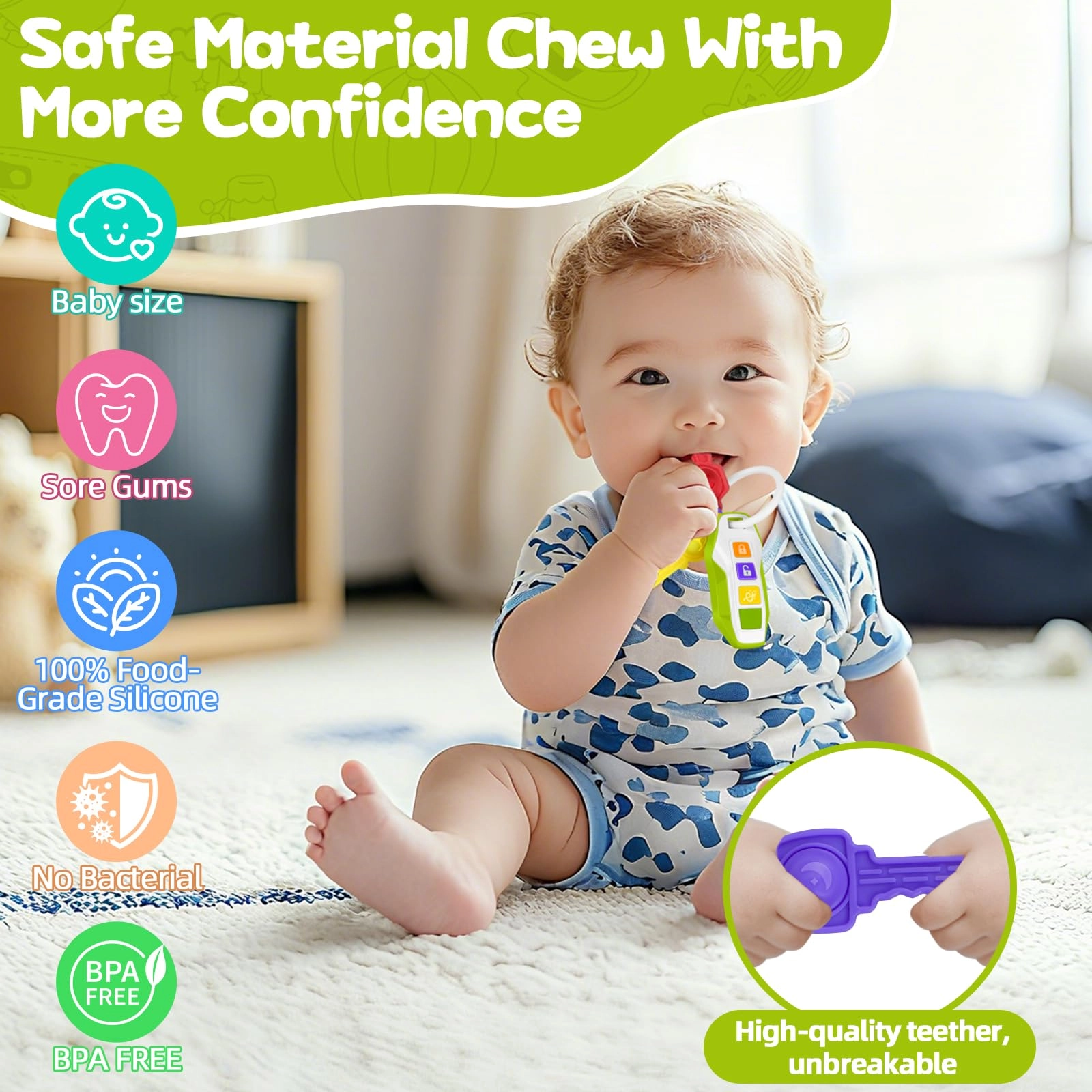 Baby Key Teether - Plastic, Silicone
