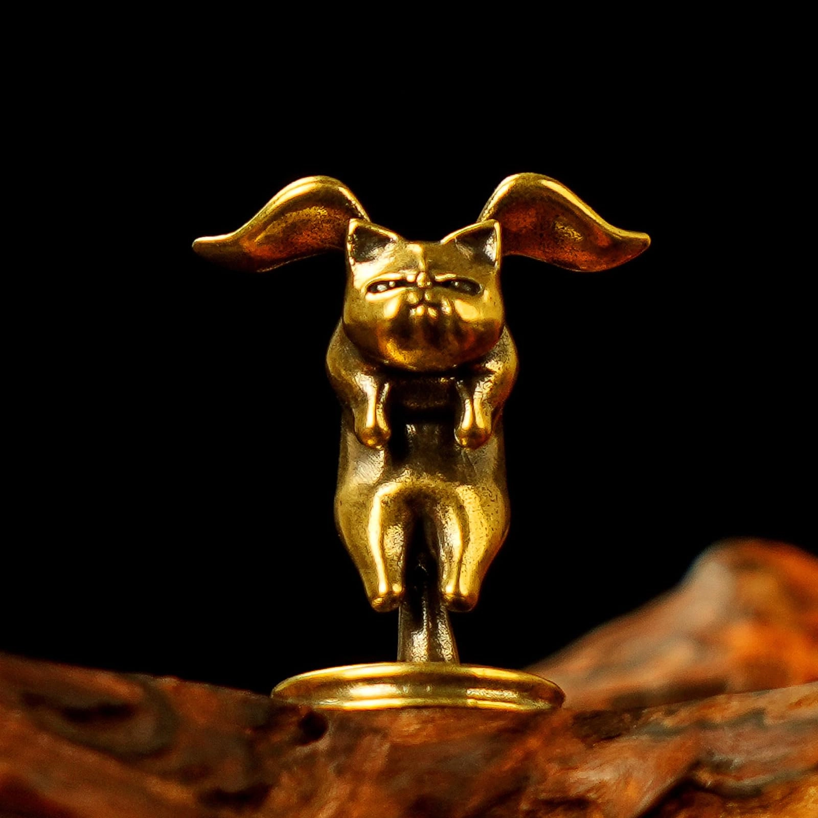Winged Cat Figurine - Brass