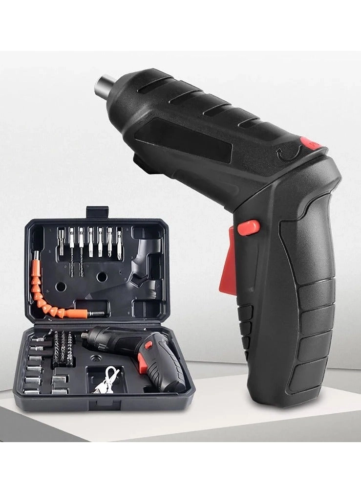 CORDLESS SCREWDRIVER - 47 Piece Rechargeable Black