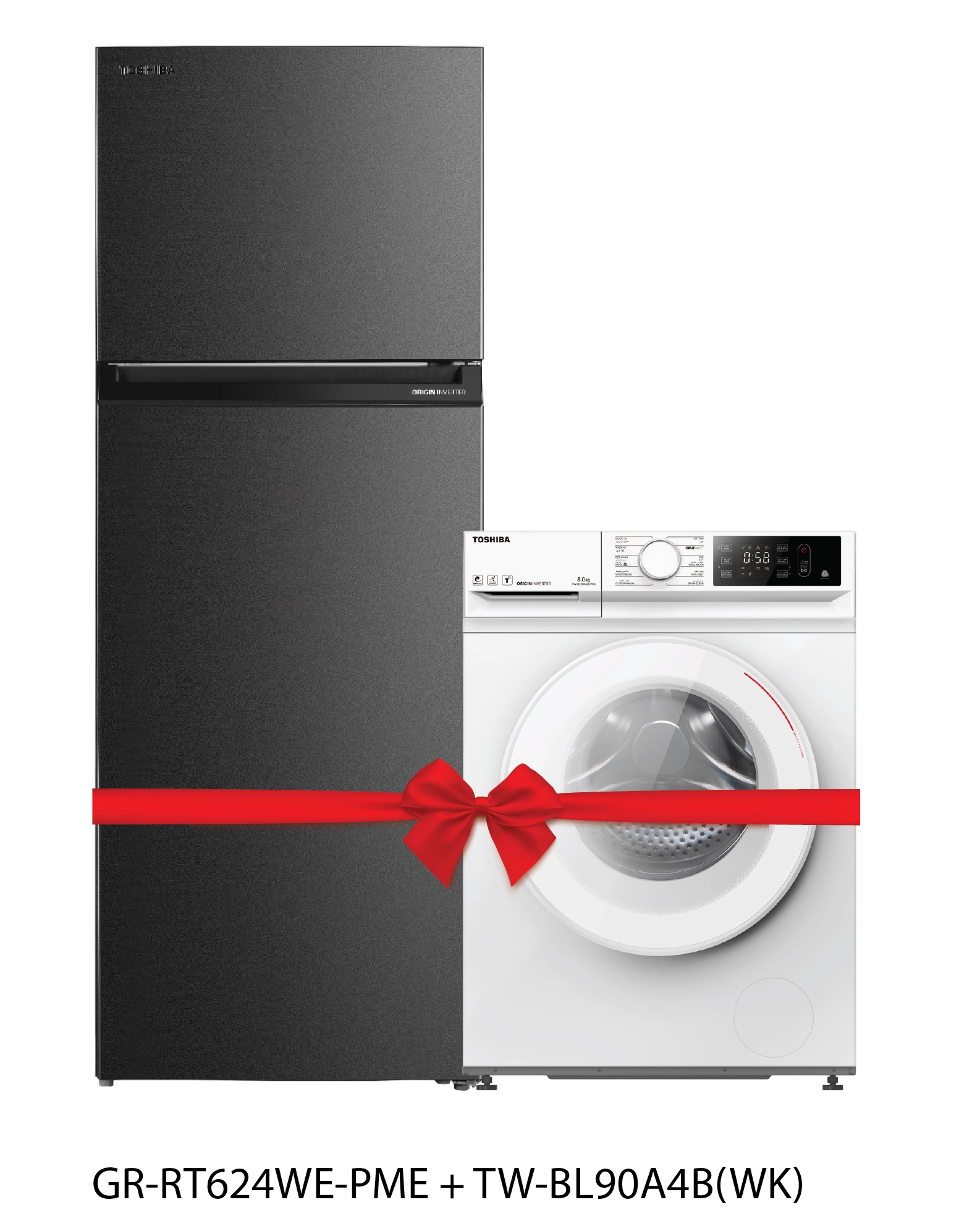 Toshiba Double Door Refrigerator - 463LTR + Front Load Washing Machine - 8KG 1200 RPM