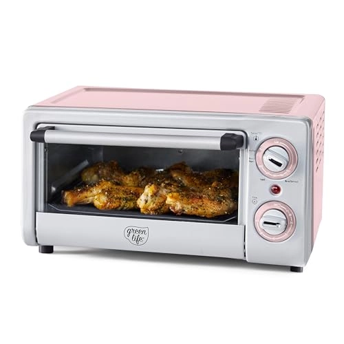 Greenlife Countertop Toaster Oven Air Fryer - Stainless Steel PFAS-Free Ceramic Nonstick